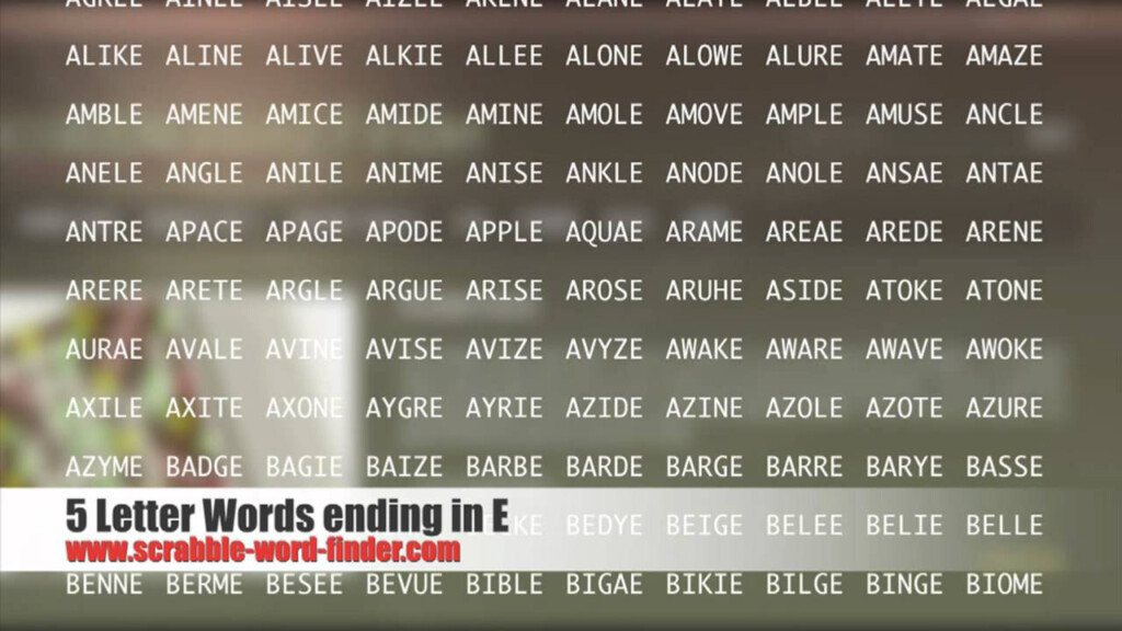 5 Letter Words Starting With A Ending In E